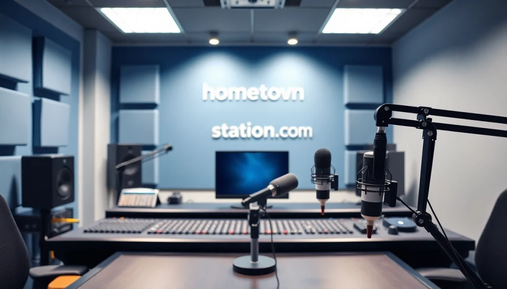 Enhance your knowledge about hometownstation.com through vibrant radio studio imagery.
