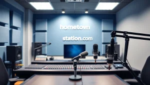 Enhance your knowledge about hometownstation.com through vibrant radio studio imagery.
