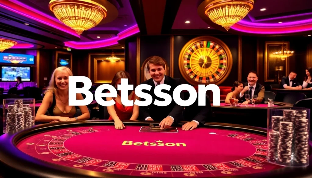 Betsson players engaging in a thrilling game of blackjack at a luxurious casino.