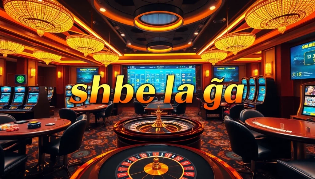 Visual representation of shbet là gì, featuring casino games and a vibrant online gambling interface.