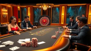Experience the excitement of gambling with Nhà cái OK365 at a luxurious poker table.