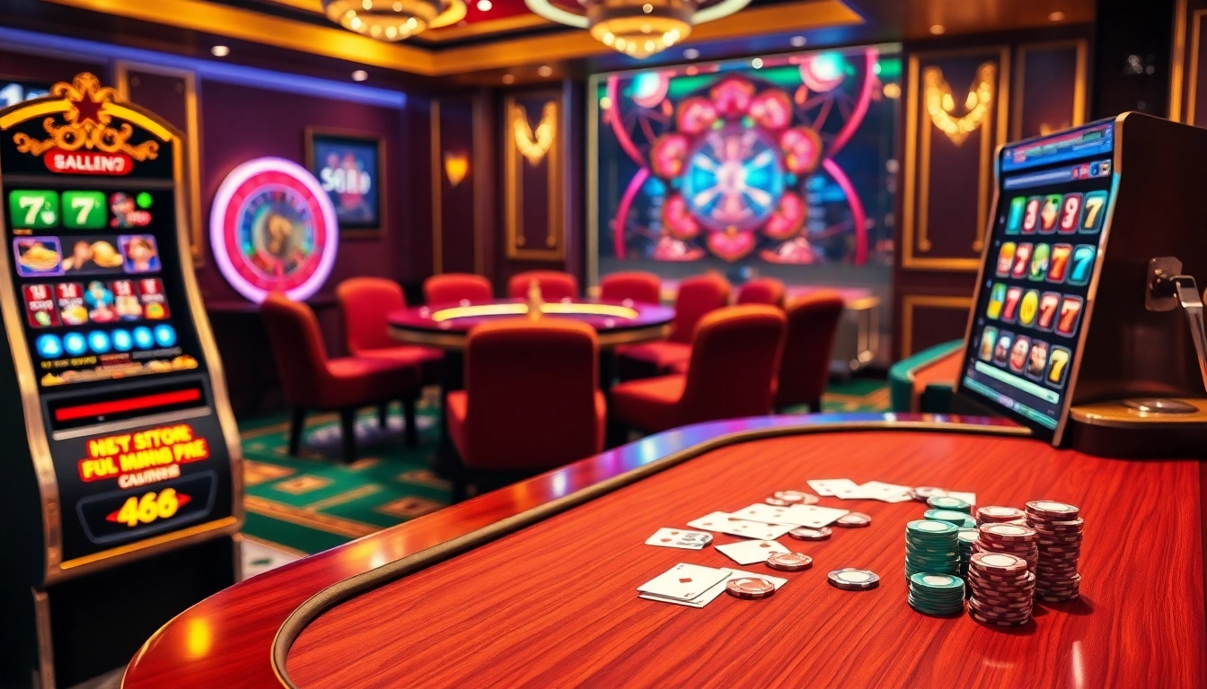 S88VIP offers an upscale gambling experience with a vibrant casino scene featuring poker and slot machines.