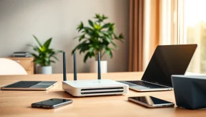 Setting up a pre configured vpn router in a sleek home office environment.