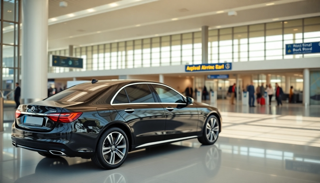 Experience premium airport black car service with a luxurious sedan waiting at the airport.