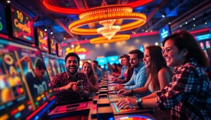 Exciting casino scene featuring diverse players engaging with games on 78winbiz.com, showcasing the thrill of online gambling.