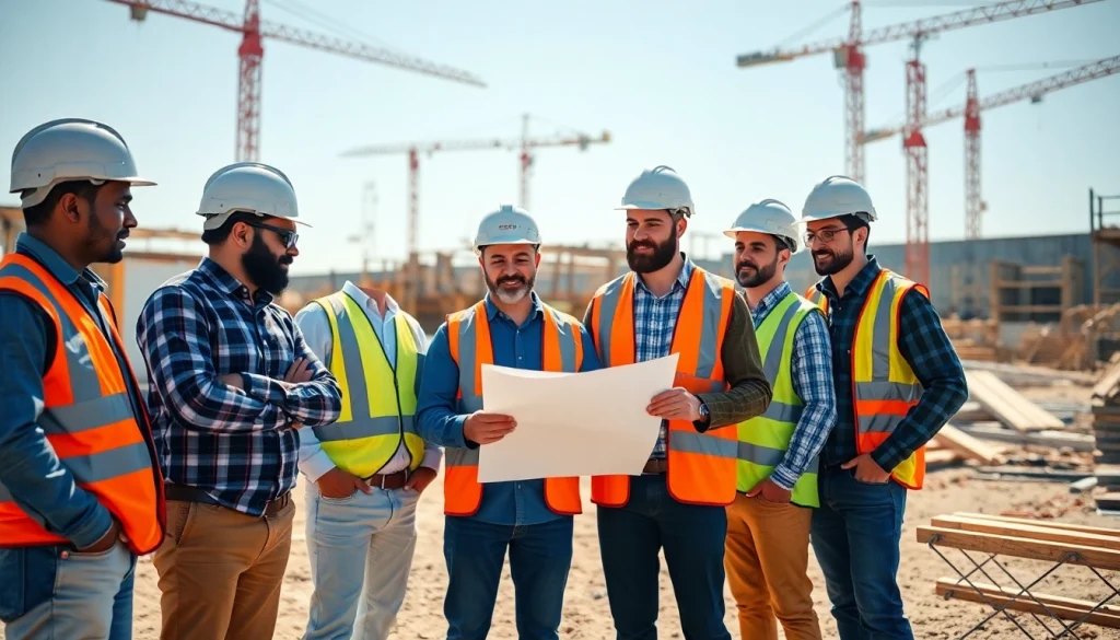 Team of professionals representing the Texas association of builders collaborating on a construction project.