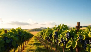 Experience the charm of clarksburg wineries with lush vineyards basking in warm golden sunlight.