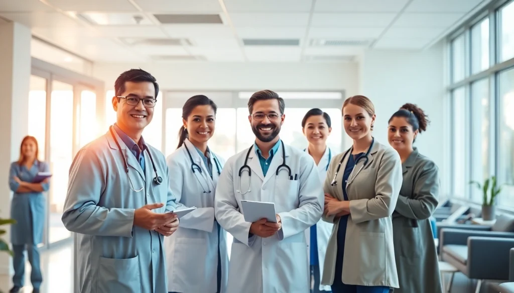 Engaged healthcare professionals at https://www.medexdtc.com delivering compassionate patient care in a modern clinic.