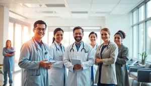 Engaged healthcare professionals at https://www.medexdtc.com delivering compassionate patient care in a modern clinic.