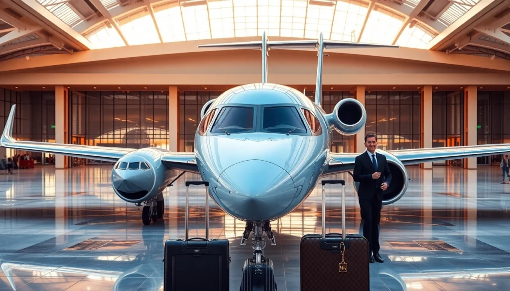 Experience luxury aviation at https://flymarquis.com with a private jet ready for departure in a sophisticated setting.