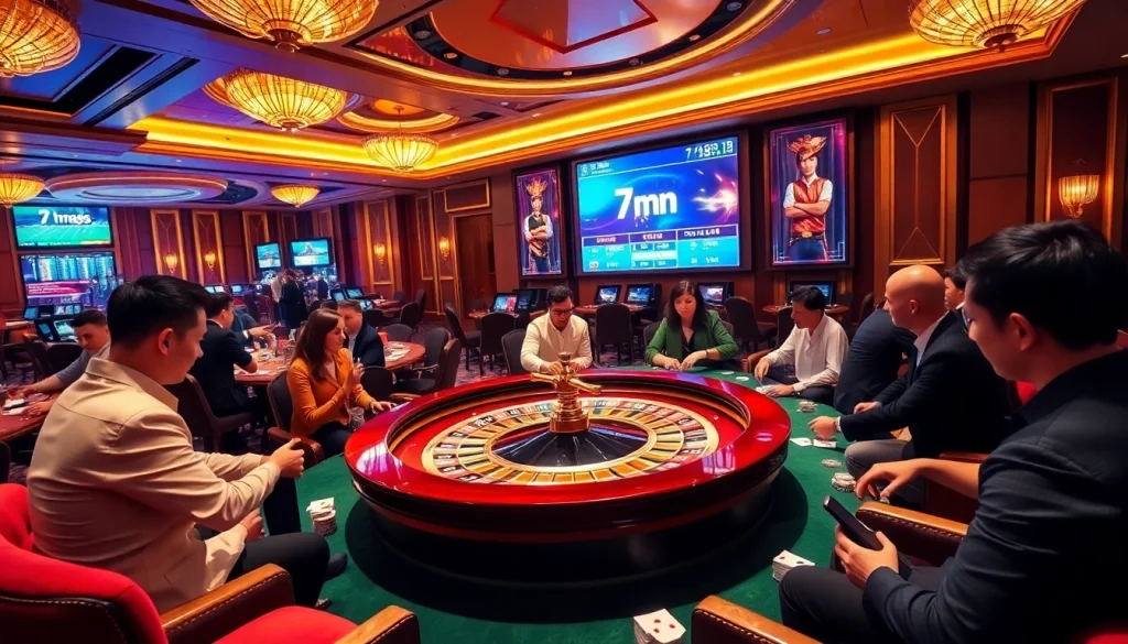 Experience thrilling gambling at 7m cn with an engaging casino scene featuring live scores and action.