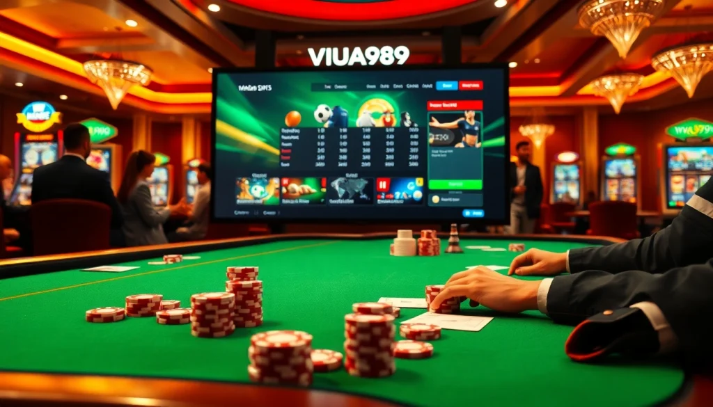 Engaging VUA99 online sports betting action featuring vibrant casino elements and strategy.