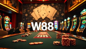 Experience excitement at W88 casino with engaging players at a vibrant gaming table.