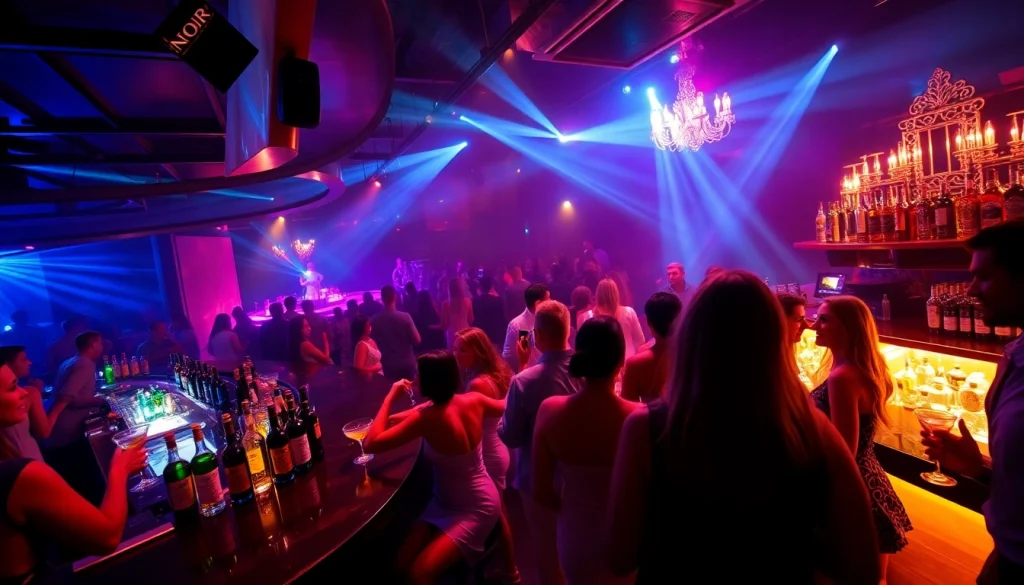 Dynamic nightlife at Club sxm with vibrant cocktails, dancing, and elegant atmosphere.
