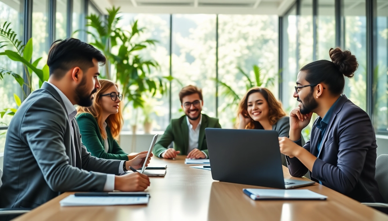 Engaging business growth insights shared among professionals in a modern meeting space.