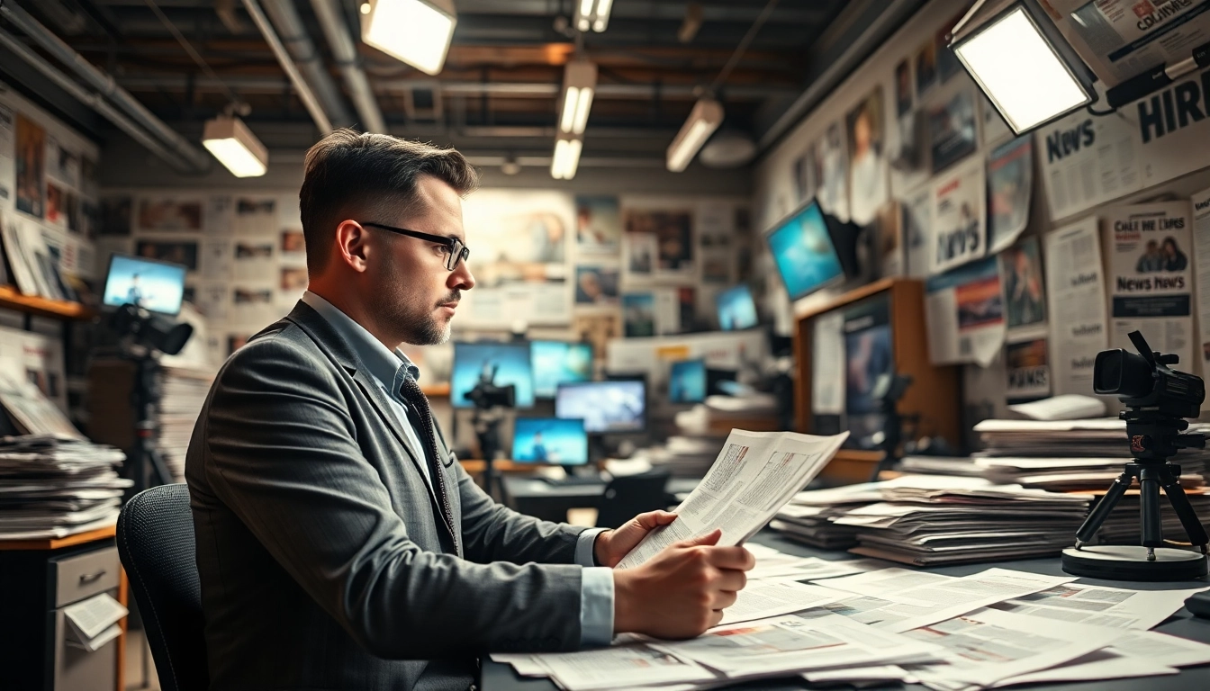 Analyze local news trends at https://www.thedailynewsonline.com with an engaged journalist in a lively newsroom.