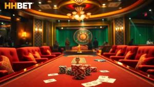 Experience the luxury of Clube VIP HHBET with exclusive poker games at a lavish casino table.