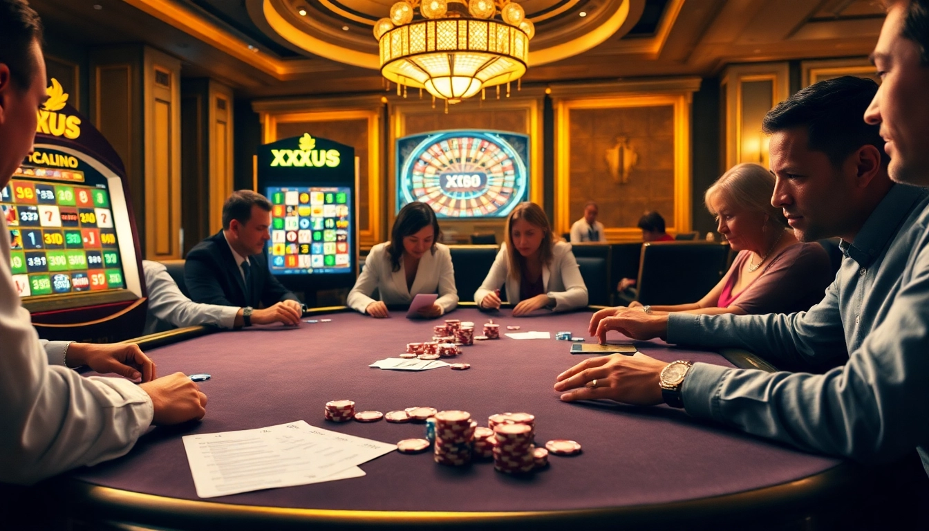 High-stakes poker players enjoying the thrill of the game at XX88 casino.