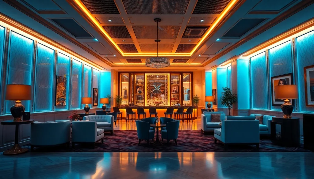 Luxurious shirt room atmosphere showcasing gdmc.bio's upscale leisure services with elegant decor.