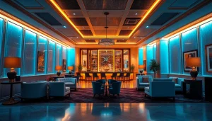 Luxurious shirt room atmosphere showcasing gdmc.bio's upscale leisure services with elegant decor.