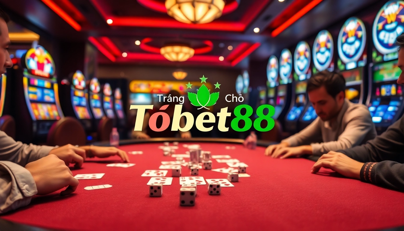Taking bets at the luxurious casino table of trang chủ tobet88 with poker chips and cards in play.