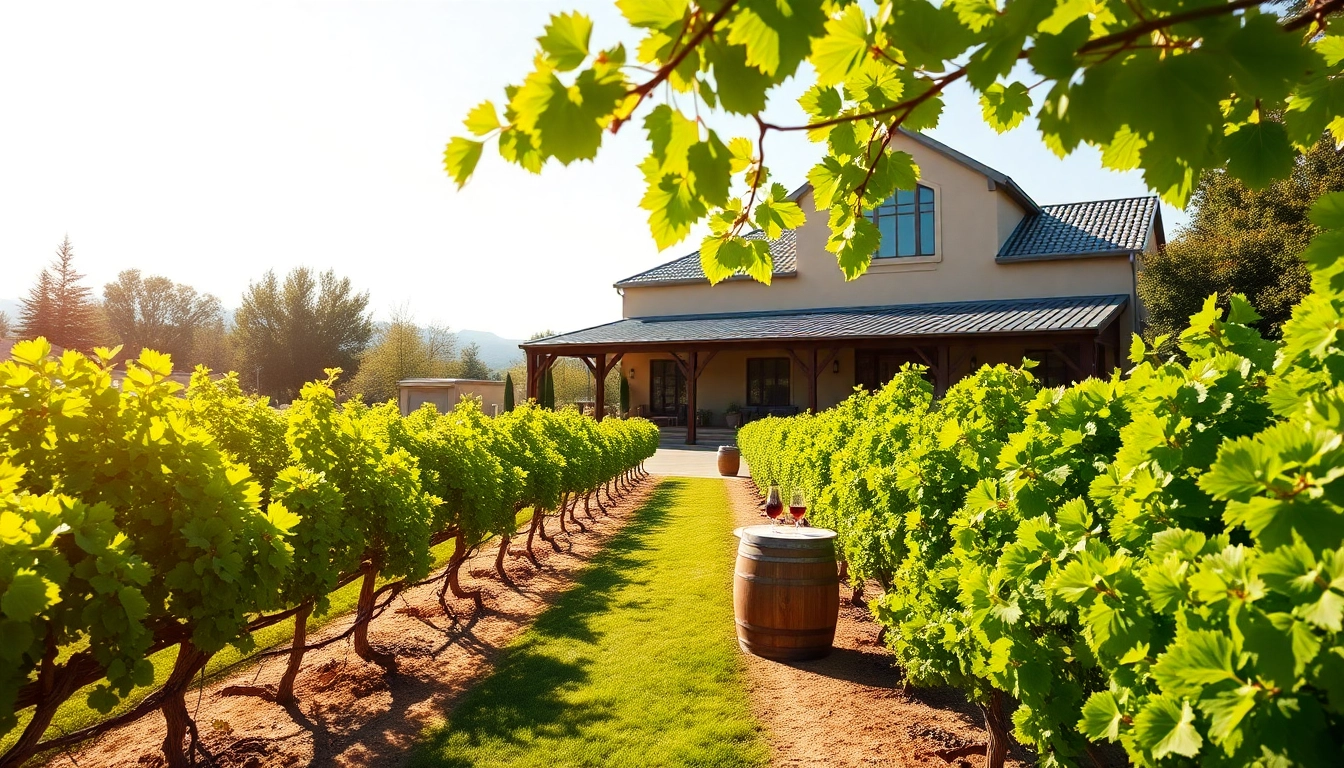Visitors enjoying the scenic Winery Sacramento, surrounded by lush vineyards and rustic charm.
