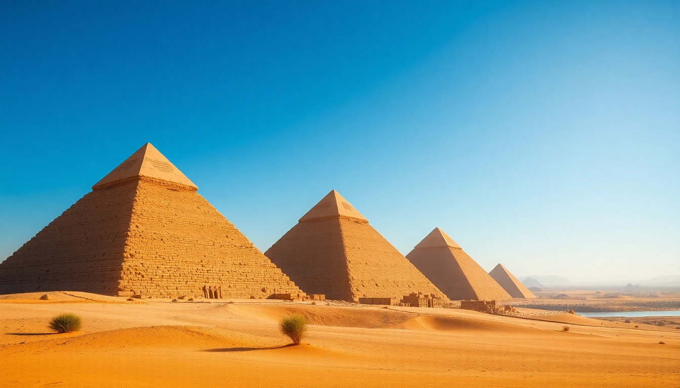 Piraminds captured under a bright sky, showcasing their grandeur and historical significance.