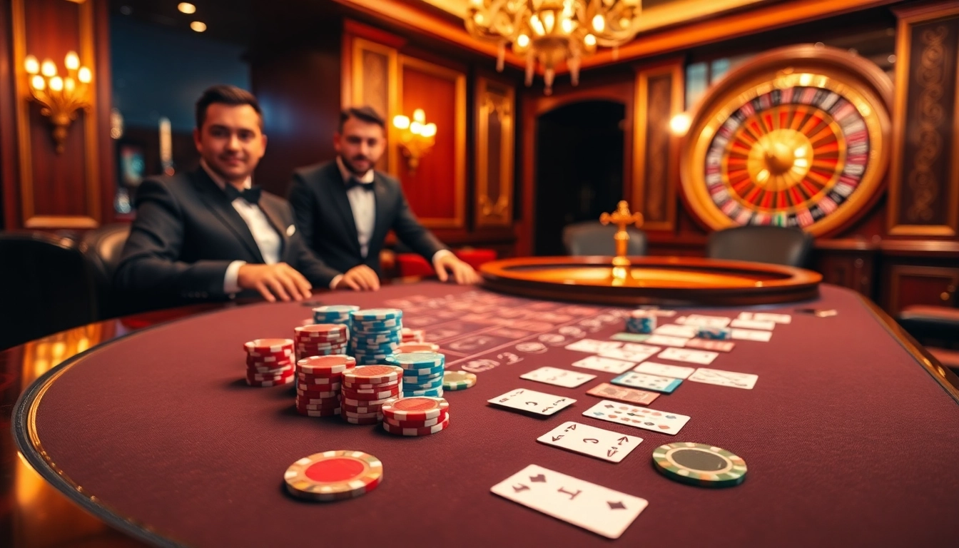 Man88 players engaged at a glamorous poker table, showcasing luxury and excitement in gambling.