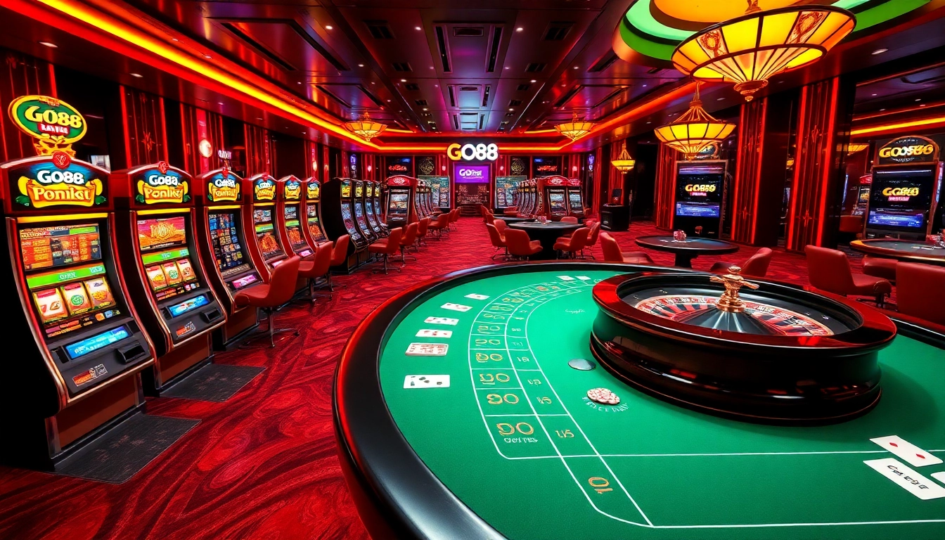 Experience the excitement of GO88's vibrant online casino interface with engaging gaming elements.