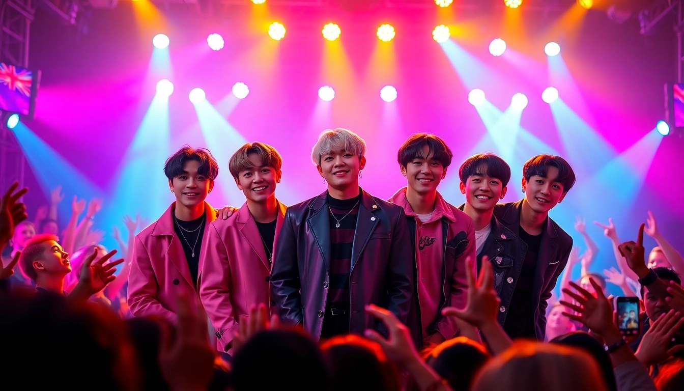 BTS members performing live, showcasing their unique styles and expressions, engaging with fans.