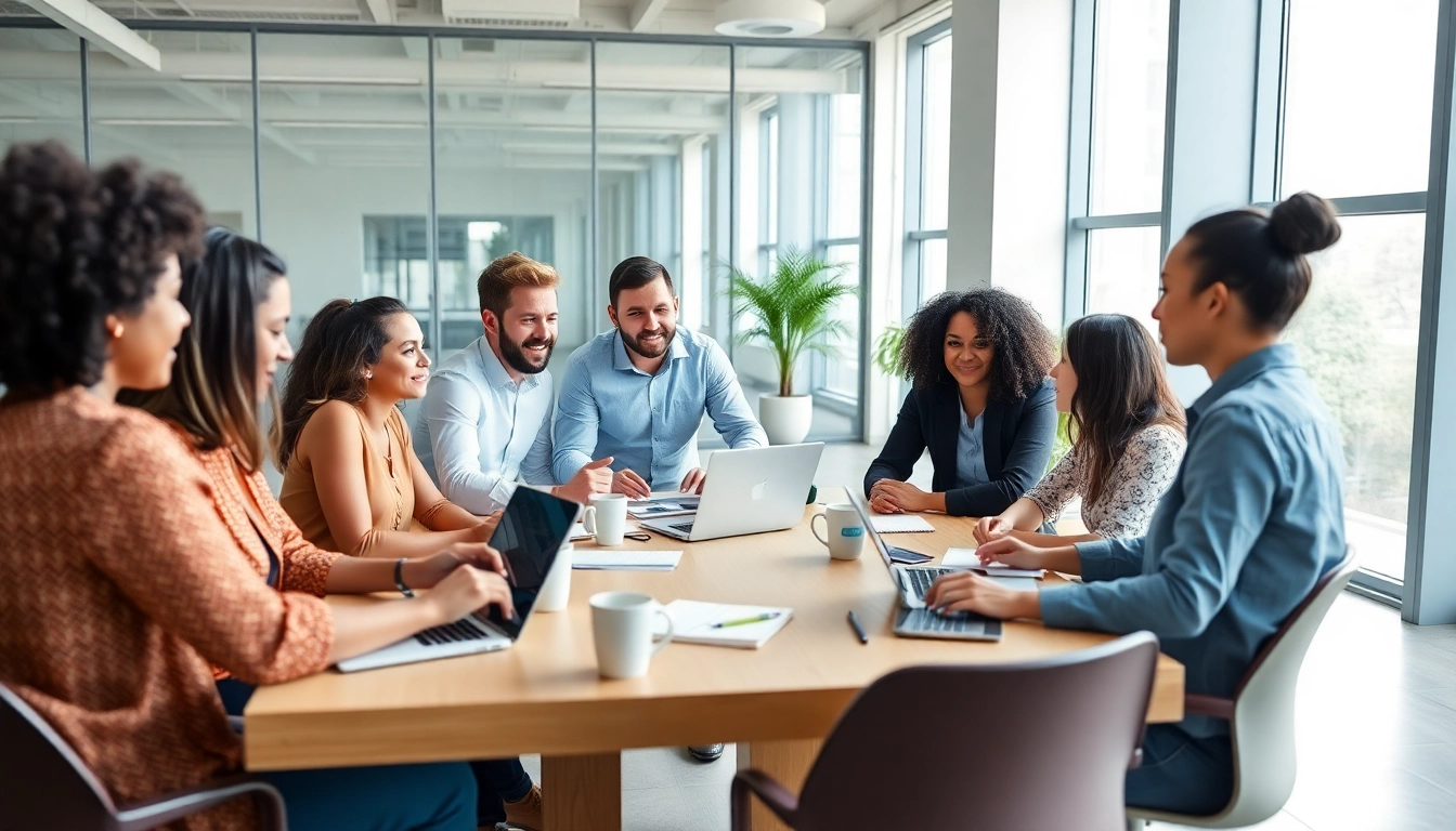 Collaborating team members in a vibrant workspace, showcasing https://www.pnmmedia.com's dynamic environment.