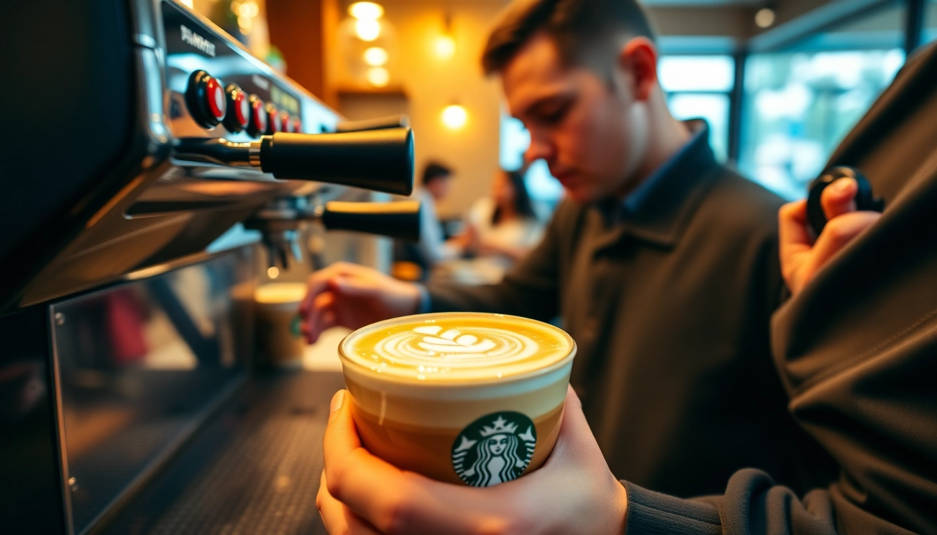 스타벅스 모바일쿠폰으로 만든 라떼 아트와 바리스타의 모습