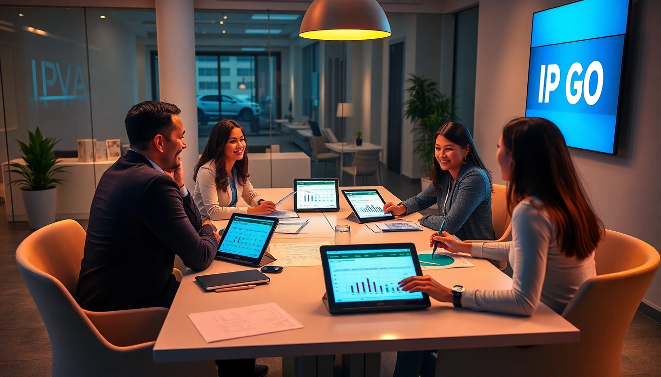 Engaging scene showing clients discussing the IPVA GO 2026 tax calendar with a financial advisor.