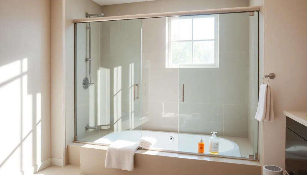 Showcasing elegant sliding shower doors for Tubs in a modern bathroom setting.