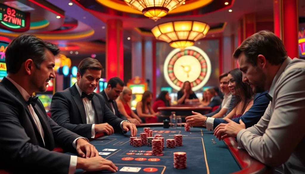 Players at a poker table enjoying an exciting game at 32win casino.