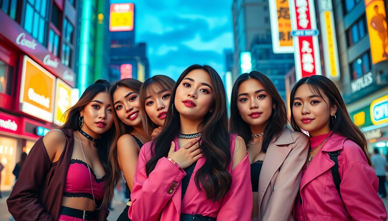 blackpink members posing stylishly in an urban setting, showcasing their individuality.