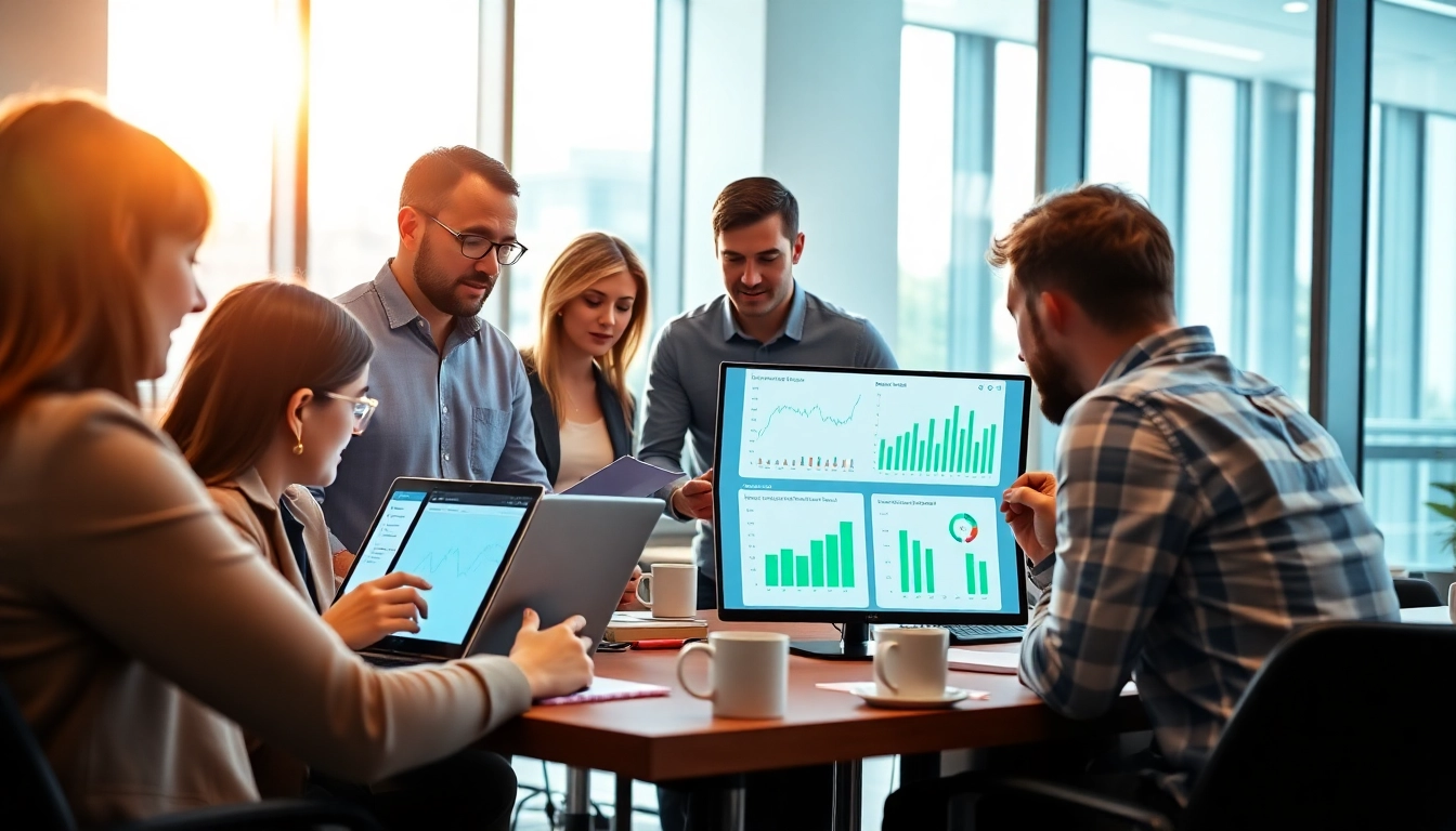 Showcase of 1cplatform features with professionals collaborating in a vibrant office setting.