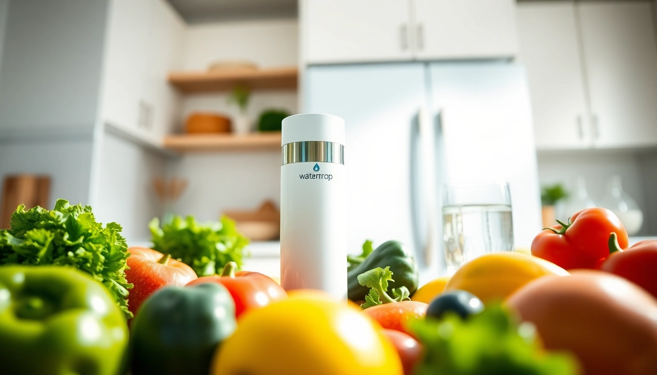Waterdrop 5231JA2002A Refrigerator Water Filter showcased in a bright kitchen setting, emphasizing freshness and health.