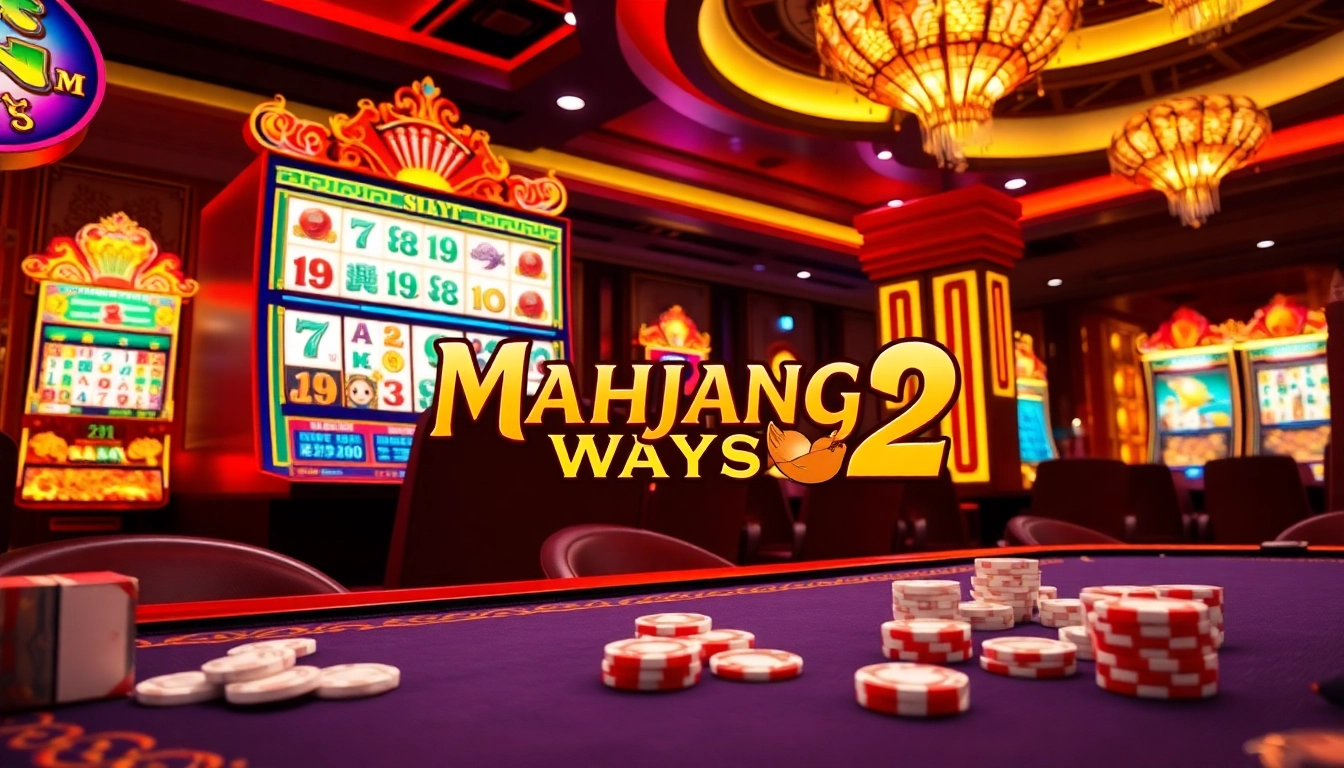 Player enjoying Mahjong Ways 2 slot in a luxurious casino setting.