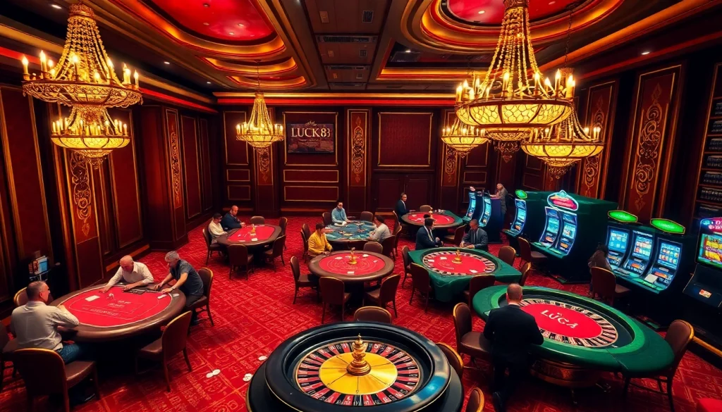 Người chơi tận hưởng sự hồi hộp của các trò chơi tại LUCK8 Casino trên các bàn chơi thanh lịch và những máy đánh bạc đầy sống động.