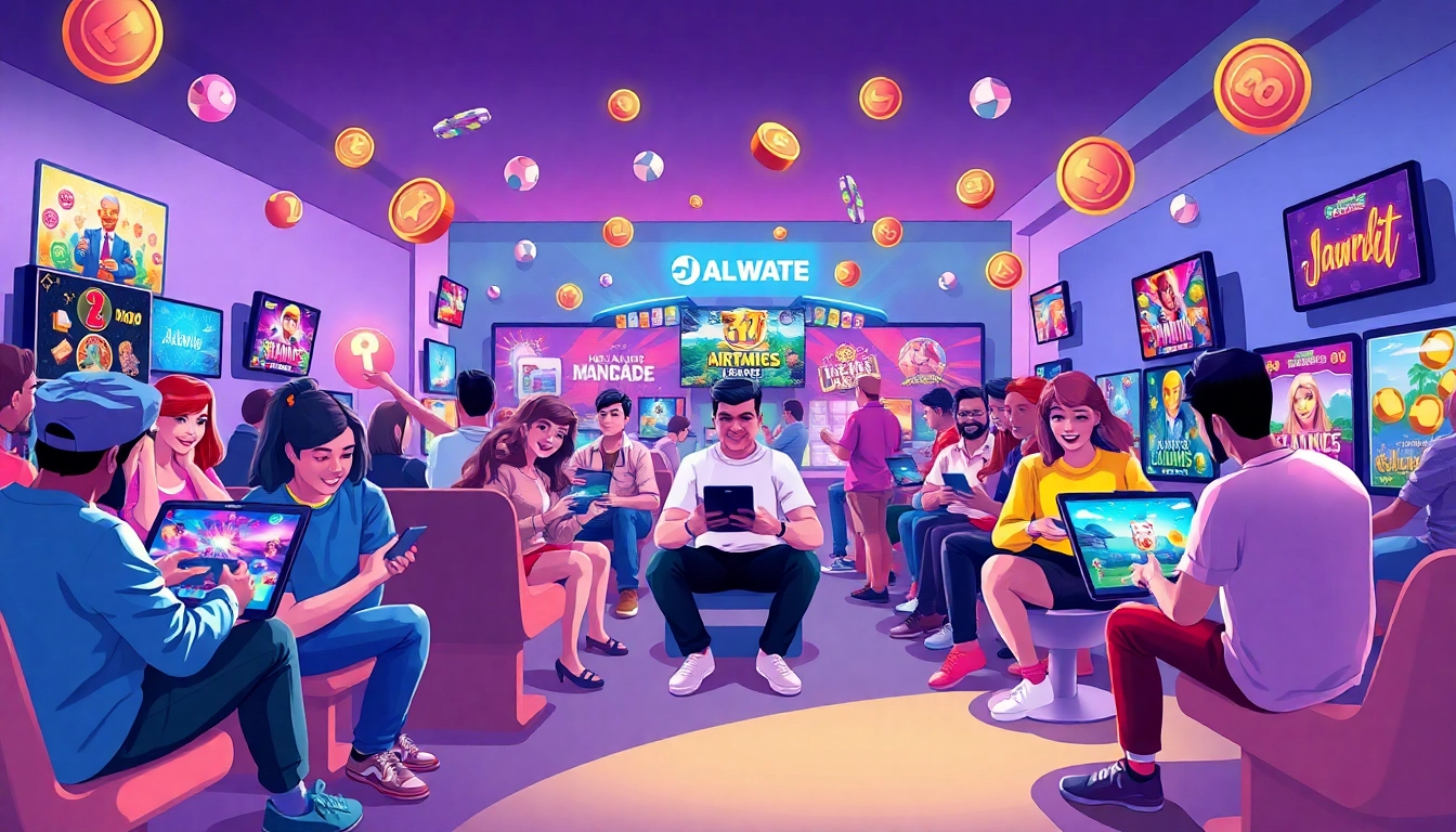 Players enjoying the Jalwa game on various devices in an exciting gaming atmosphere.