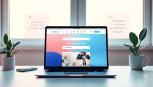 How to find OnlyFans accounts using a modern search interface on a laptop in a stylish workspace.