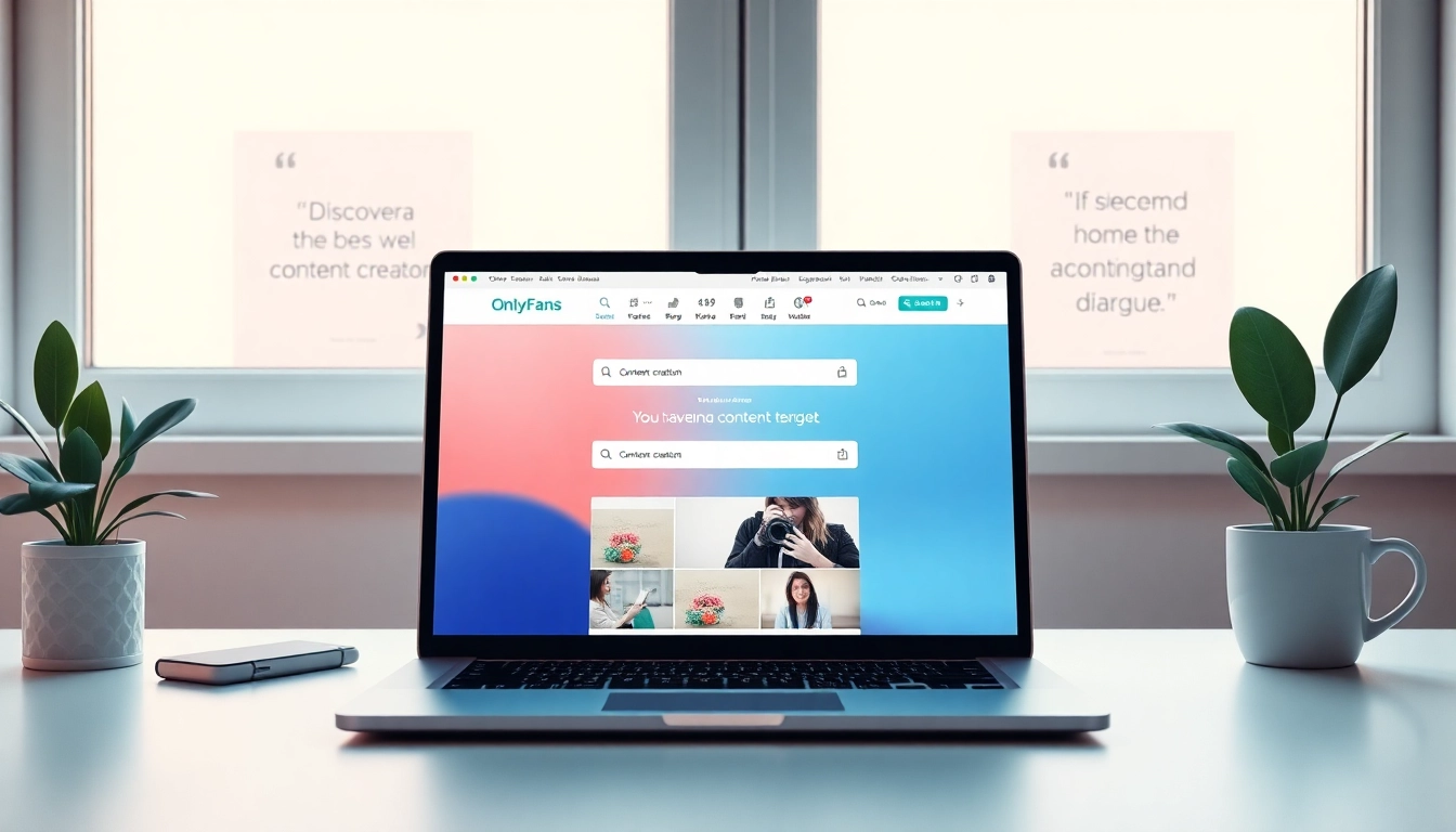 How to find OnlyFans accounts using a modern search interface on a laptop in a stylish workspace.