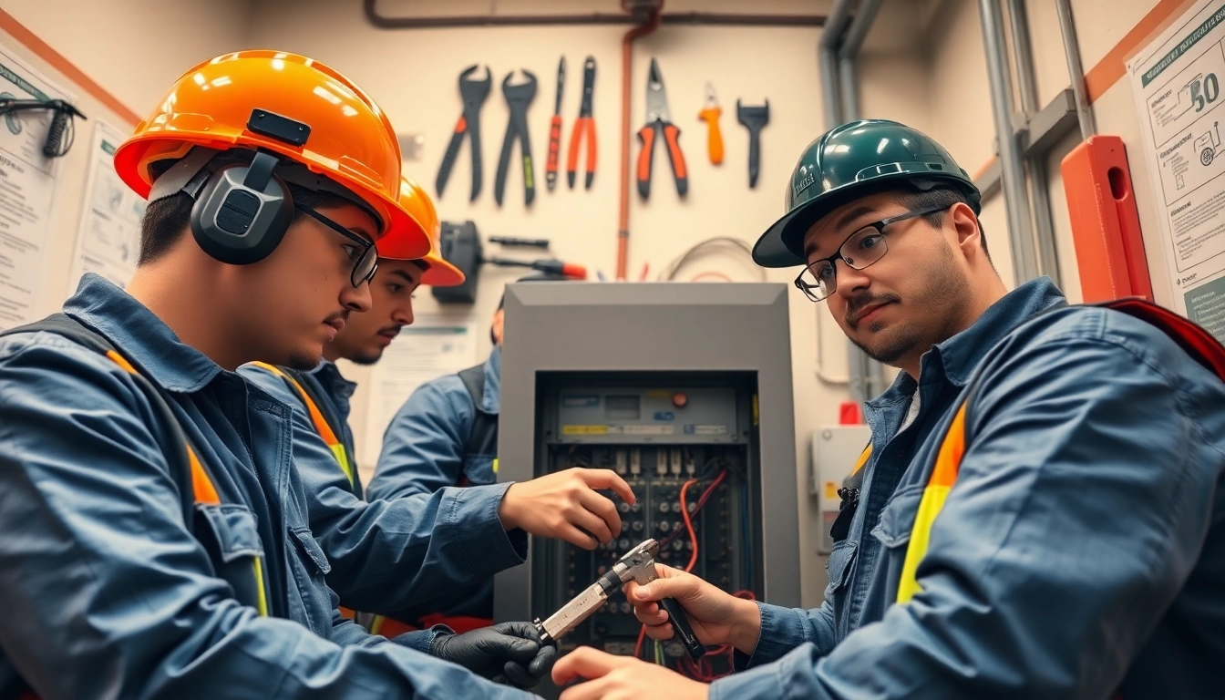 Apprentices engaged in the Wyoming Electrical Apprenticeship program, focusing on hands-on learning.