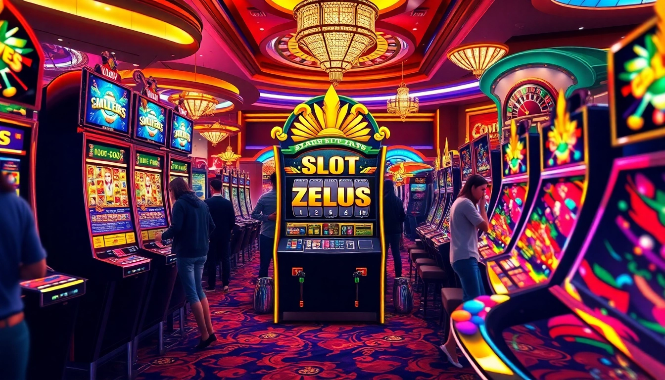 Putar gulungan Slot Zeus dalam suasana kasino mewah yang penuh kegembiraan dan peluang.