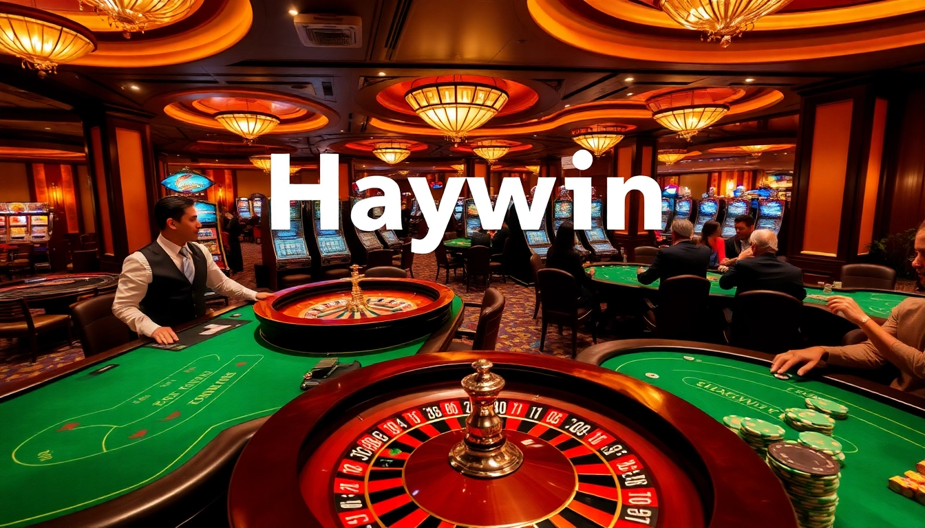 Players enjoying the thrill of casino games at Haywin, featuring a lively ambience with poker and roulette.
