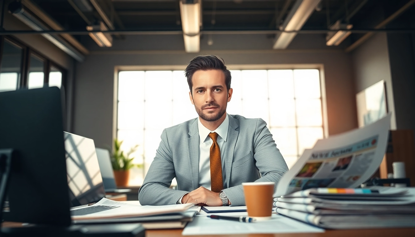 An engaged journalist captures local events for the Tampa Free Press in a vibrant newsroom.