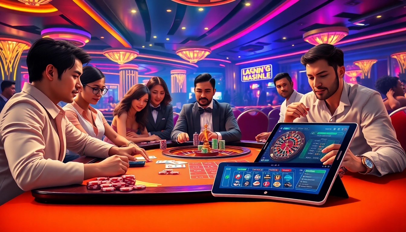 Experience high-stakes excitement at LC88's vibrant casino table filled with action and luxury.
