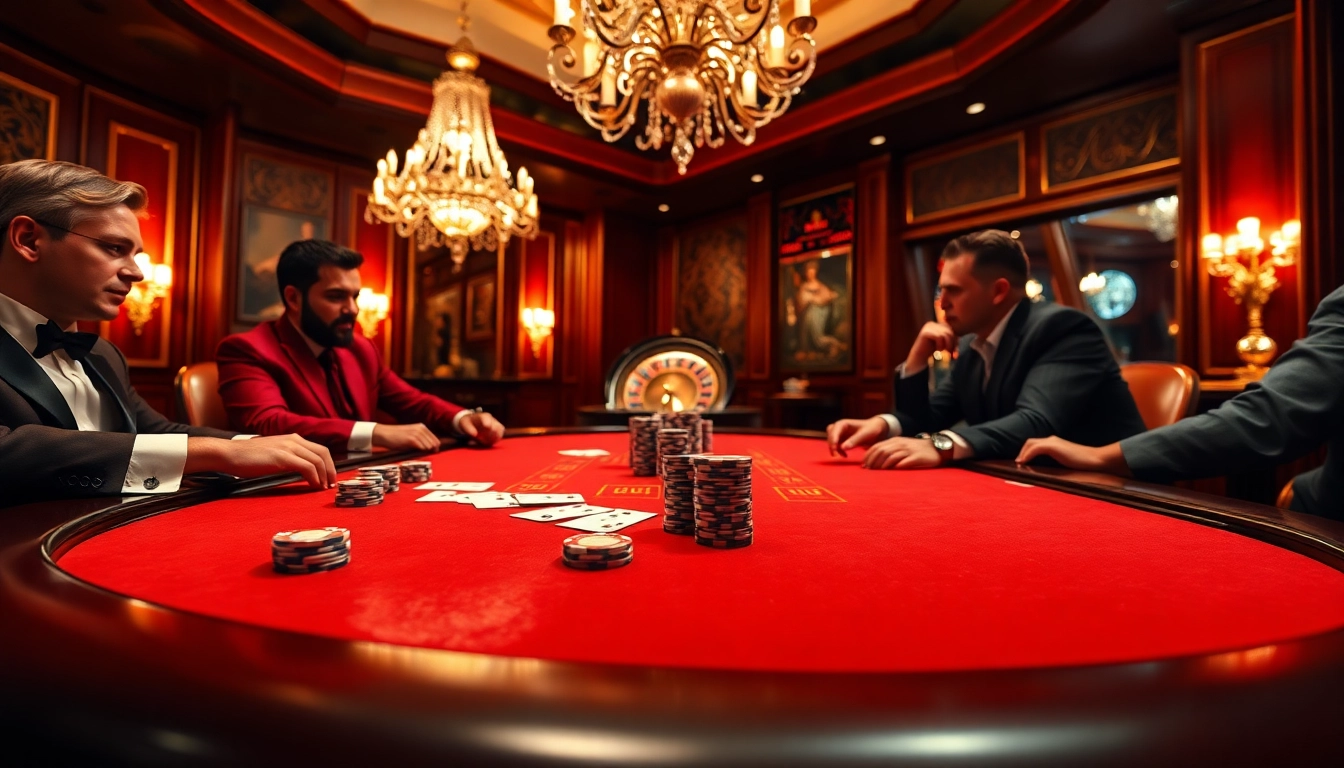 Vivez l'excitation du jeu au meilleur casino en ligne avec une action de poker animée et une ambiance luxueuse.