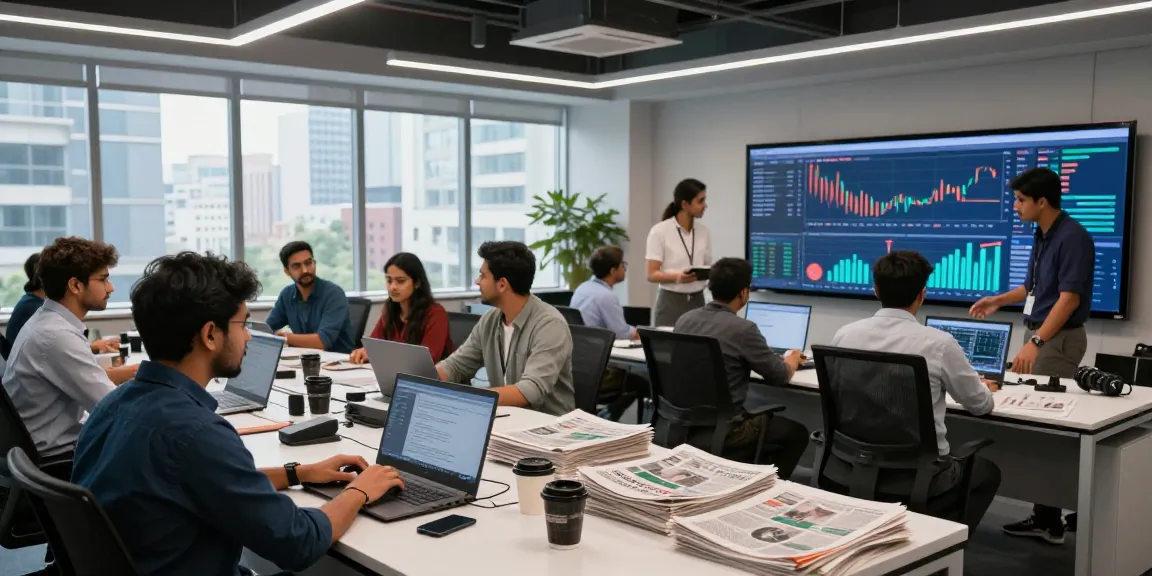 Dynamic newsroom at https://www.theindaily.com showcasing diverse journalists collaborating on breaking news.